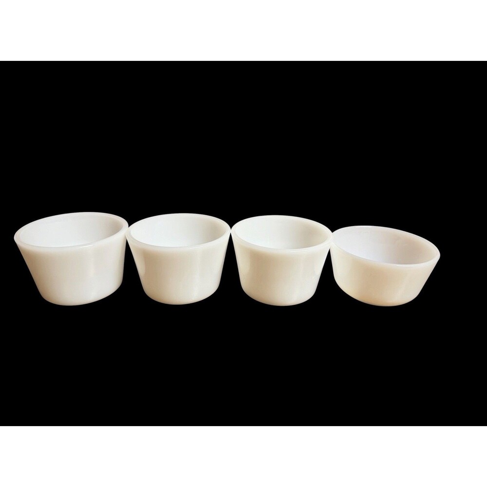 Vintage Glasbake Milk Glass Custard Cups Ramekins Individual Baking Bowls Set 4